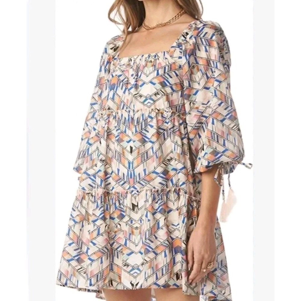 Tart collection Summer Dress‎ Size S Layered Mini Retro Boho With Sleeve Tassels
